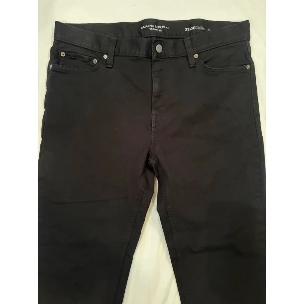 Banana Republic Pants Men's 33x30 Black Traveler Athletic Tapered Fit 5-Pocket